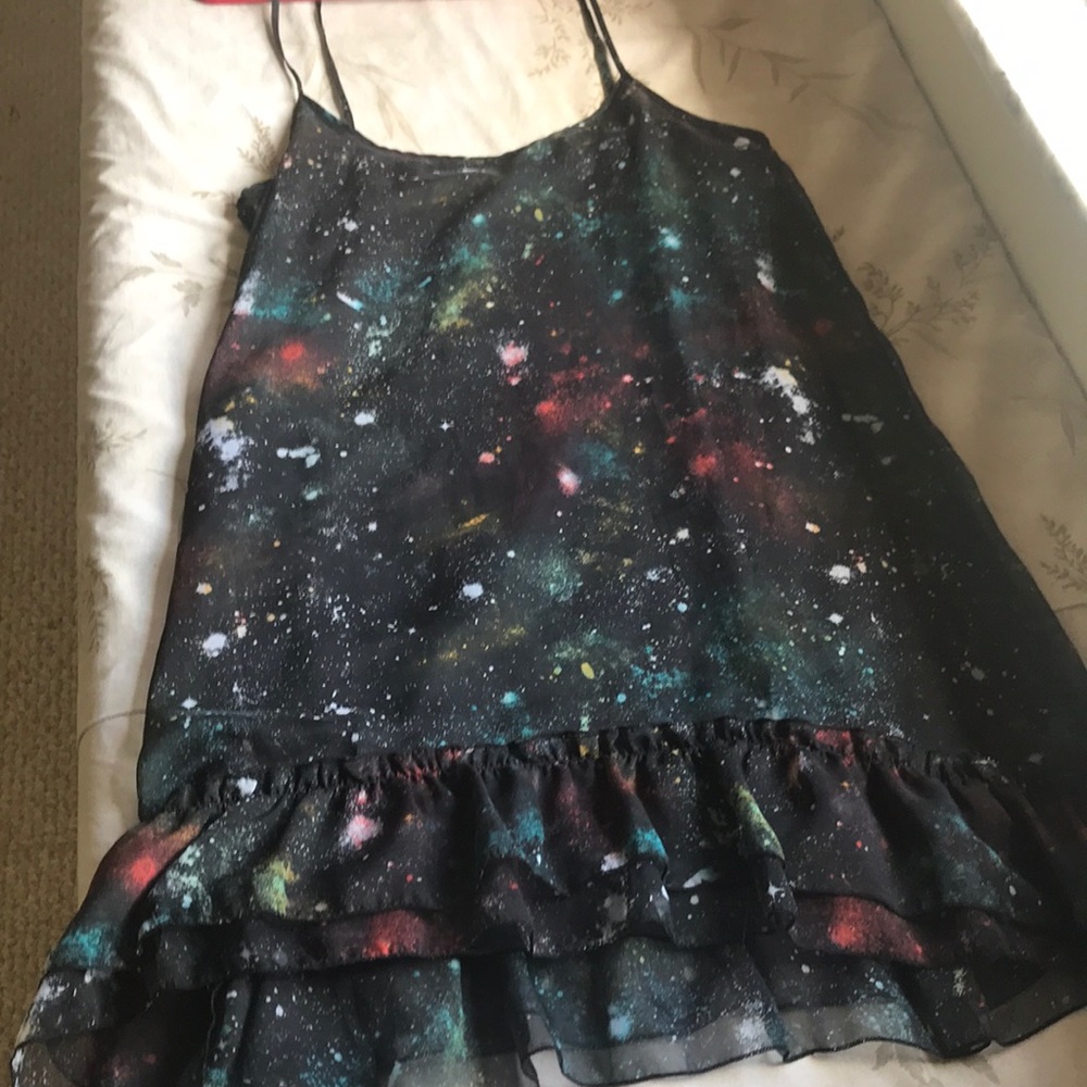 Galaxy print low-back dress